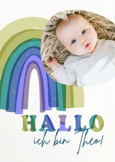 Geburtskarte Regenbogen blau Baby 