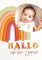 Geburtskarte Regenbogen pink Baby 