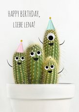 Geburtstags-Glückwunschkarte mit lustiger Kaktusparty