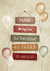 Geburtstagseinladung Schilder & Luftballons