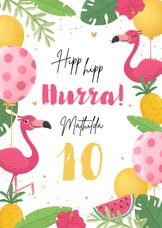 Geburtstagskarte Flamingos & Luftballons