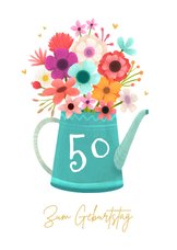 Geburtstagskarte Gießkanne mit Blumen