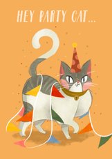 Geburtstagskarte 'Party Cat' mit Girlande