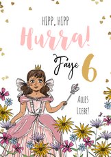 Geburtstagskarte Prinzessin mit Blumen