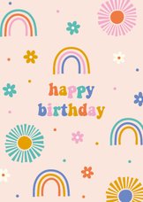 Geburtstagskarte Regenbogen & Sonne 'Happy Birthday'