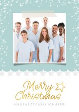 Geschäftliche Weihnachtskarte Arztpraxis mit Foto