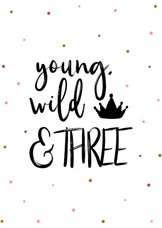 Glückwunsch 3. Geburtstag pink 'Young, wild & THREE'