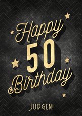 Glückwunschkarte 50. Geburtstag Vintage