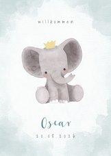 Glückwunschkarte Elefant Geburt blau