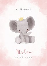  Glückwunschkarte Elefant Geburt rosa