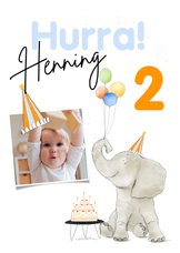 Glückwunschkarte Elefant mit Luftballons