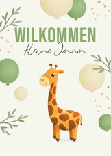 Glückwunschkarte Geburt Giraffe & Ballons
