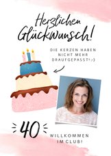 Glückwunschkarte Geburtstag Frau Kerzen auf Torte