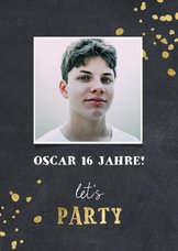 Glückwunschkarte Geburtstag mit Foto Let's party