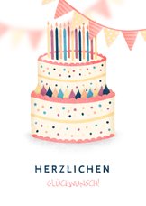 Glückwunschkarte Geburtstag Torte mit Kerzen