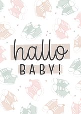 Glückwunschkarte 'Hallo, Baby' Babyschuhe