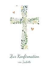 Glückwunschkarte Konfirmation Kreuz botanisch