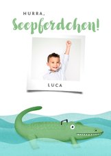Glückwunschkarte Seepferdchen Foto & Krokodil