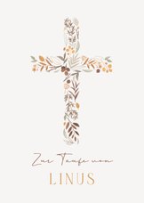 Glückwunschkarte Taufe Kreuz aus Trockemblumen
