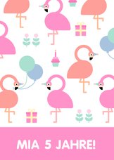 Glückwunschkarte zum Geburtstag Flamingos & Luftballons