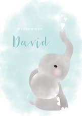 Glückwunschkarte zur Geburt Junge mit Elefant