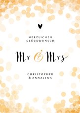 Glückwunschkarte zur Hochzeit Mr. & Mrs. mit Konfetti