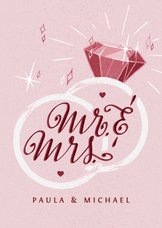Glückwunschkarte zur Hochzeit Ringe "Mr. und Mrs."