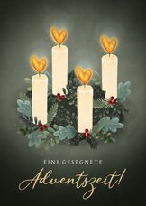 Grußkarte Advent Adventskranz vier Kerzen