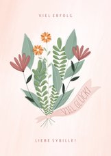 Grußkarte 'Viel Glück' Blumenstrauß mit Band