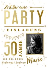 Hippe Einladungskarte 50. Geburtstag mit Foto & Typografie