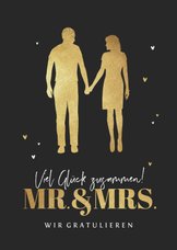 Hochzeit Glückwunschkarte Mr. & Mrs. gold