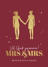 Hochzeit Glückwunschkarte Mrs. & Mrs. gold