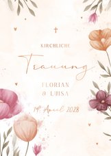 Hochzeits-Kirchenheft elegante Blumen Aquarell