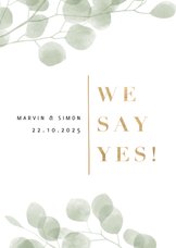 Hochzeitseinladung Eukalyptus 'we say yes' Foto innen