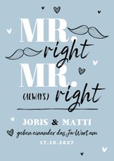 Hochzeitseinladung 'Mr. right Mr. always right'