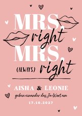 Hochzeitseinladung 'Mrs. right Mrs. always right'