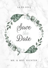 Hochzeitskarte Save-the-Date Marmor & Botanik