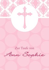 Karte Gratulation Taufe Kreuz klassisch rosa