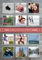 Liebeskarte Holzlook 12 Monate mit Fotocollage