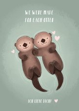 Liebeskarte Otter mit Herzen & Foto innen