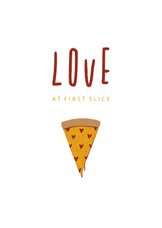 Liebeskarte Pizzastück mit Herzen