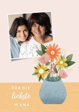 Muttertagskarte Foto & Blumen in Vase