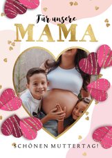 Muttertagskarte Mama große, kleine Herzen & Foto