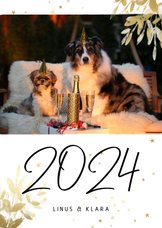 Neujahrsgruß 2024 Goldlook botanisch mit Foto
