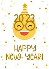 Neujahrskarte Emoji mit Brille und 2023