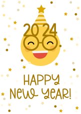Neujahrskarte Emoji mit Brille und 2024