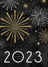 Neujahrskarte Feuerwerk gold und silber