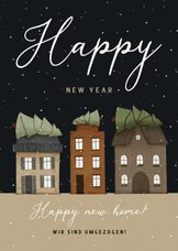 Neujahrskarte 'Happy new Home' Häuserreihe