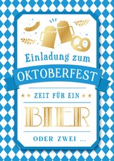 Oktoberfest Einladungskarte Blau-Weiß