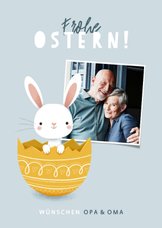 Osterkarte eigenes Foto & Osterhase im Ei